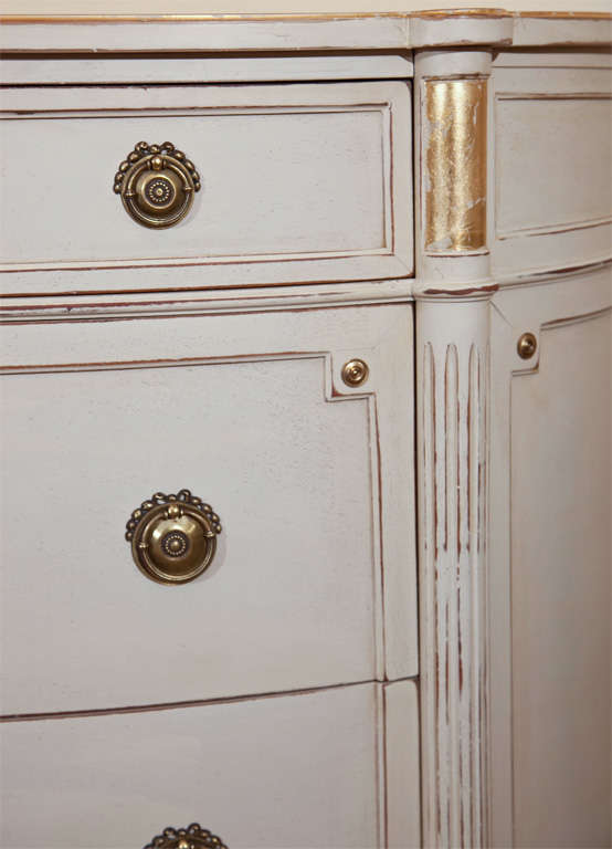 Wood French White Painted Demilune Chest