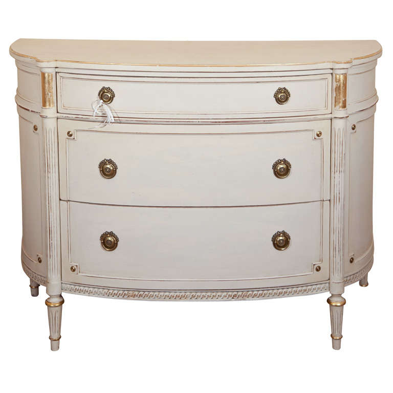 French White Painted Demilune Chest