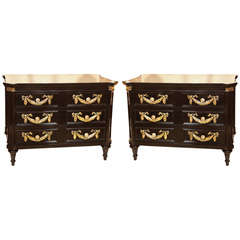 Pair of French Ebonized Chests of Drawers