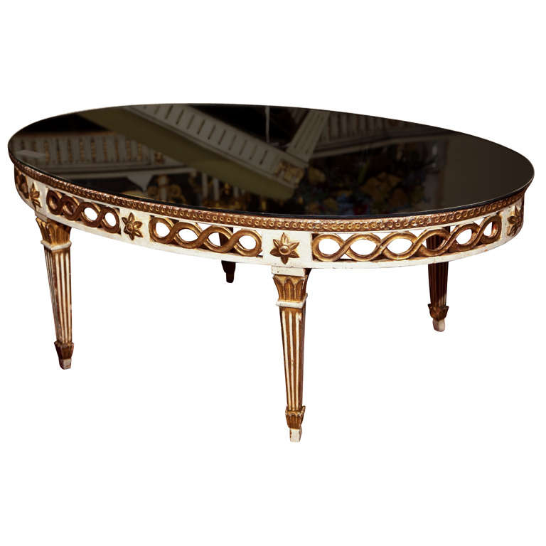 French Louis XIV Style Oval Coffee Table Manner of Jansen