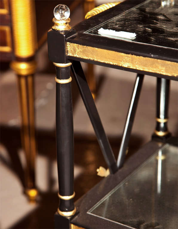 Wood French Directoire Style 3-Tier Server Tea Cart