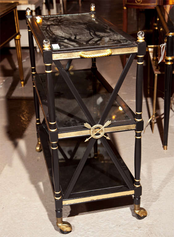 French Directoire Style 3-Tier Server Tea Cart 1