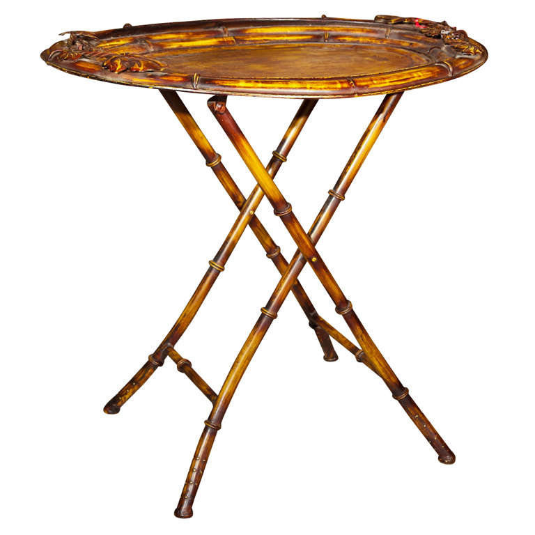 Vintage Faux Bamboo Tray on Stand at 1stDibs