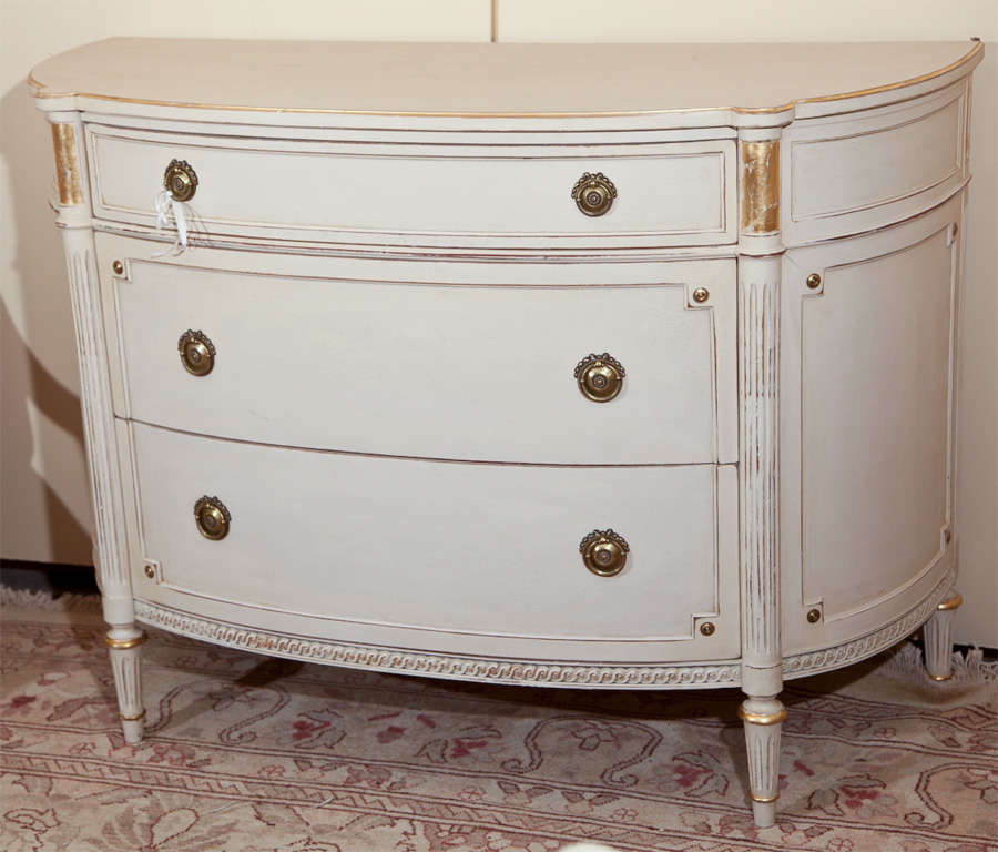 French White Painted Demilune Chest at 1stDibs