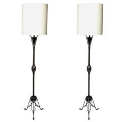 A Pair of Art Deco Iron  Floor Lamps by John B Salterini