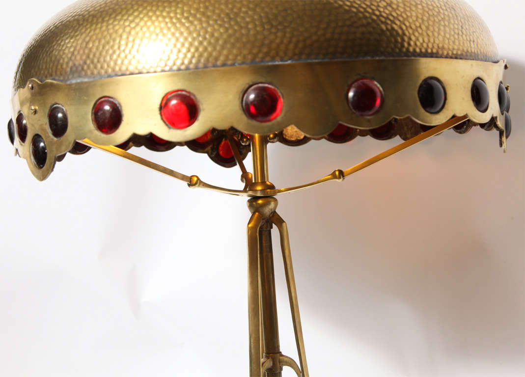 An Austrian Secessionist brass and jeweled Table Lamp 4