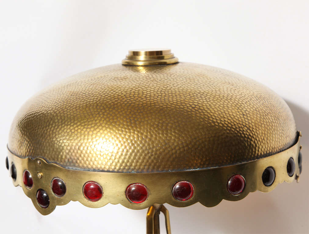 An Austrian Secessionist brass and jeweled Table Lamp 5