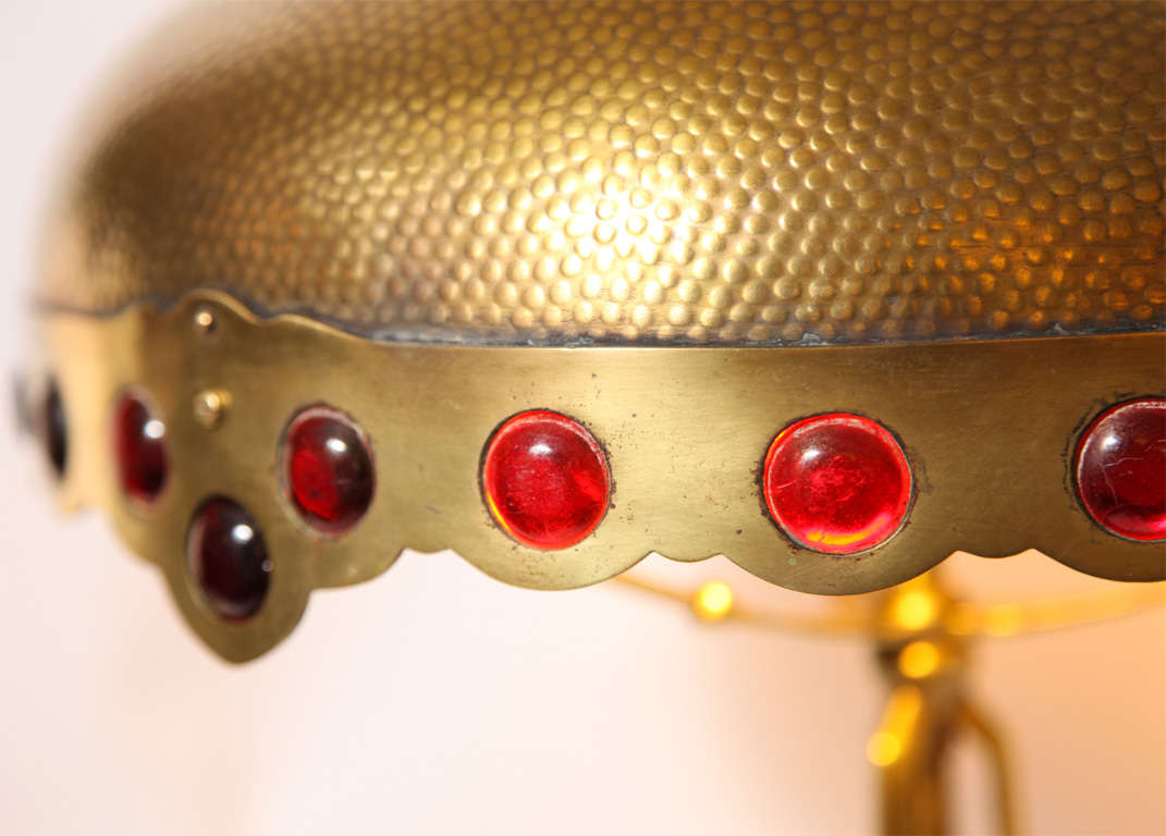 An Austrian Secessionist brass and jeweled Table Lamp 7