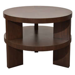 Modern Round Two Tiered Walnut Table