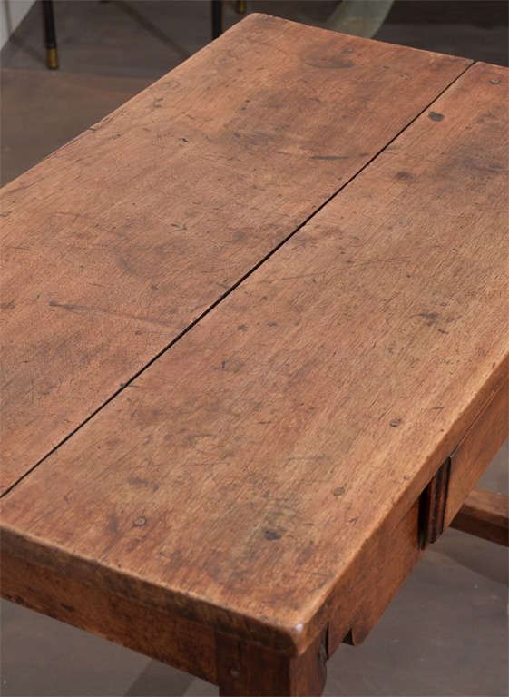 Antique Rustic Wood Table with Single Drawer, France, c. 19th Century 1