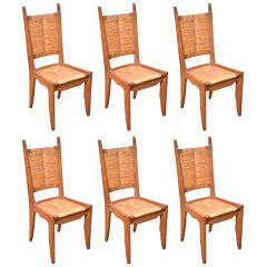 Set of Six Rush Dining Chairs