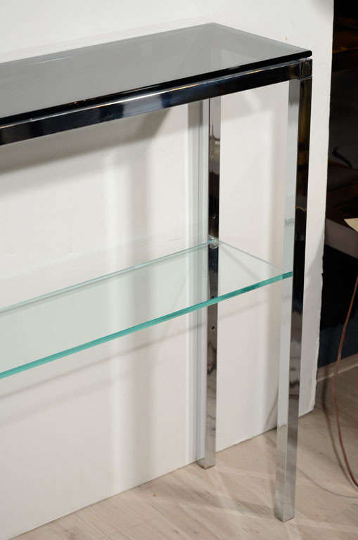 Mid Century Narrow Two Tier Console Table by Florence Knoll