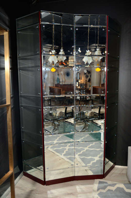 American Exceptional Hollywood Style Four Panel Mirrored Screen