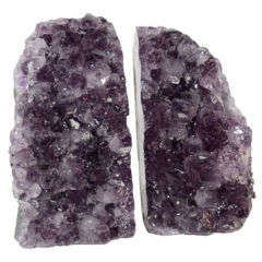 Pair of Amethyst Crystal Geode Bookends