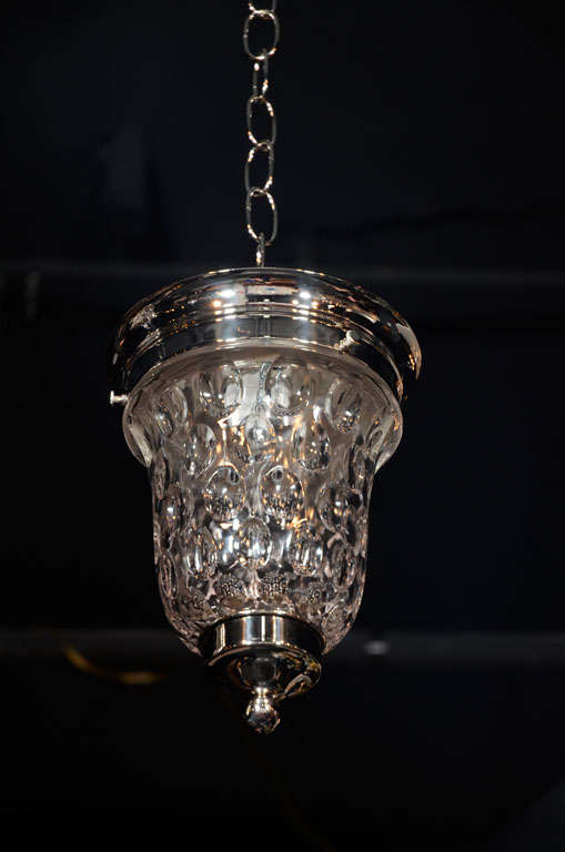 Pair of Elegant Blown Geometric Glass and Nickel Ceiling ...