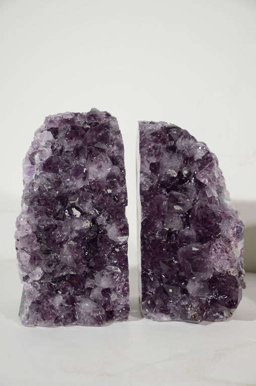 Pair of Amethyst Crystal Geode Bookends at 1stdibs