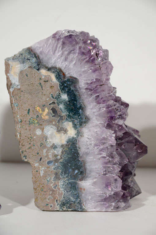 Pair of Amethyst Crystal Geode Bookends at 1stdibs