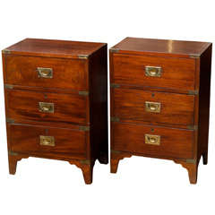 Pair of Victorian Mahogany Campaign Chests