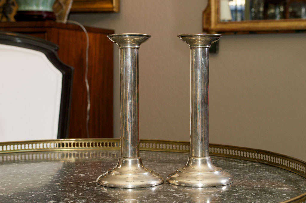 American Pair of Reed & Barton Federal Style Sterling Silver Candlesticks