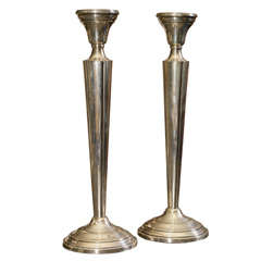Vintage Pair of Neoclassic  Style Sterling Silver Candlesticks