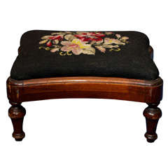 Victorian Style Needlepoint Hardwood Footstool