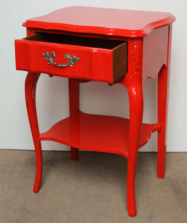 Pair of Red Glamour Dorothy Draper Style Nightstands 2