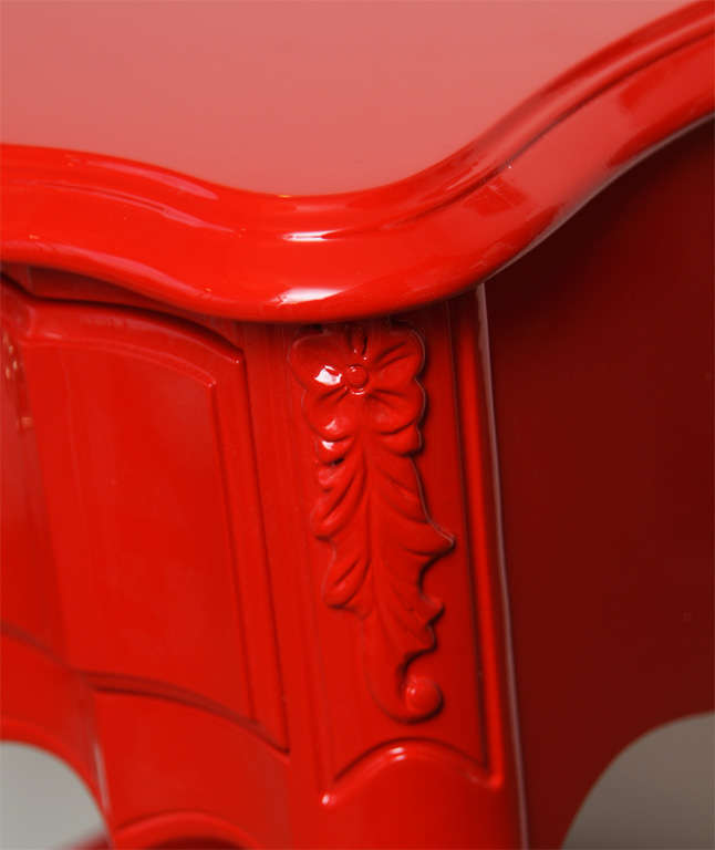 Pair of Red Glamour Dorothy Draper Style Nightstands 3