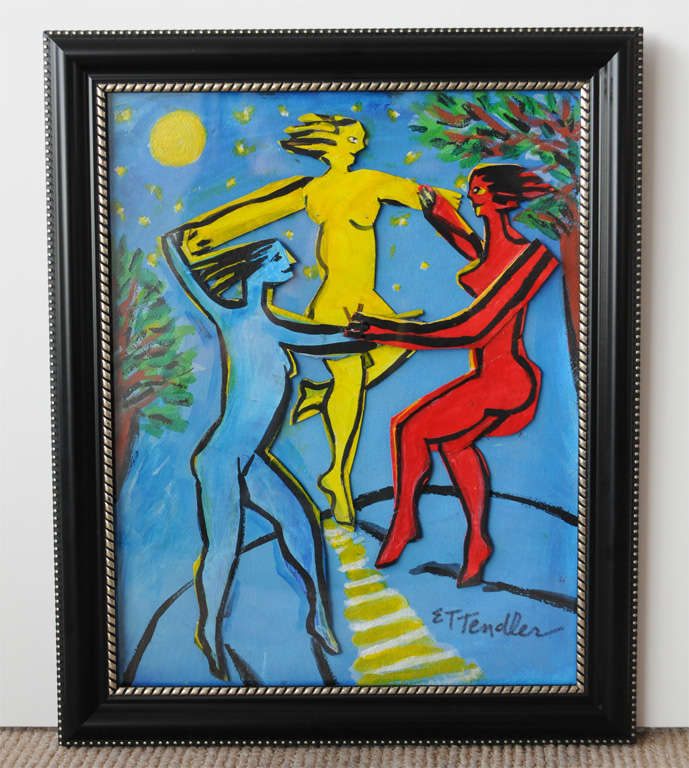 One of a kind, pop art rendition of the rites of spring, hand cut and painted by Miami artist Erin Tendler.