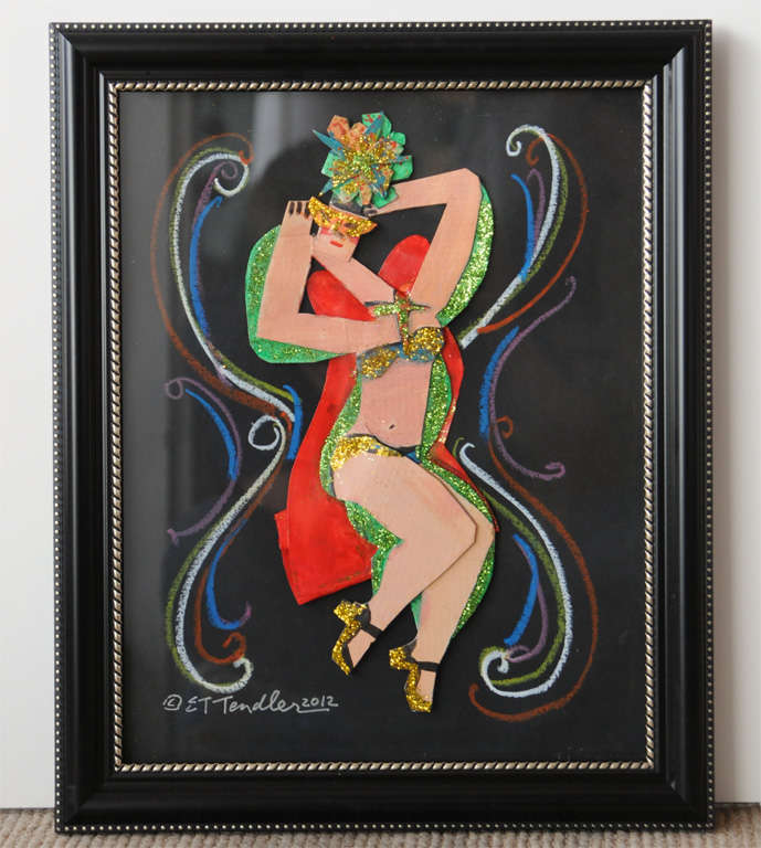 One of a kind, pop art expression of the ladies of Brazilian Carnaval, hand cut and painted by Miami artist, Erin Tendler.