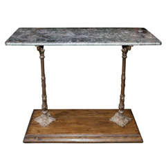 French Double Pedestal Marble Top Bistro Table