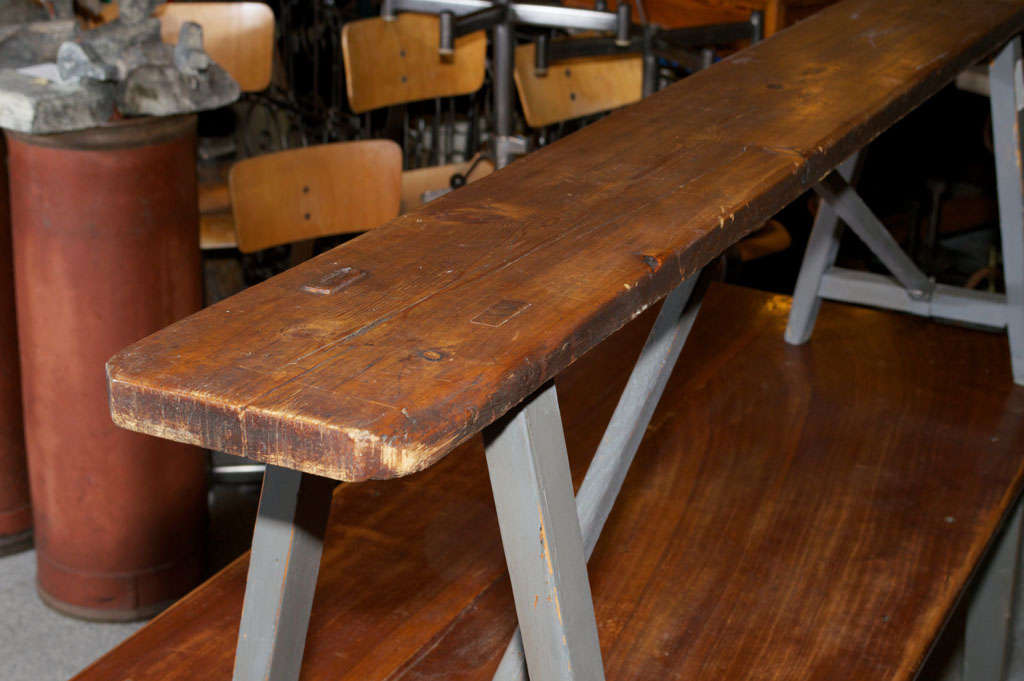 20th Century French Farm Table & Benches