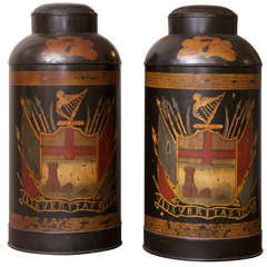 Vintage A Pair Of Apothecary Tins