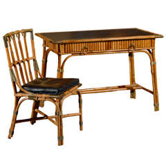 1960 Vintage Bamboo Desk and Chair