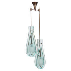 Fontana Arte Double Shade Chandelier By Max Ingrand
