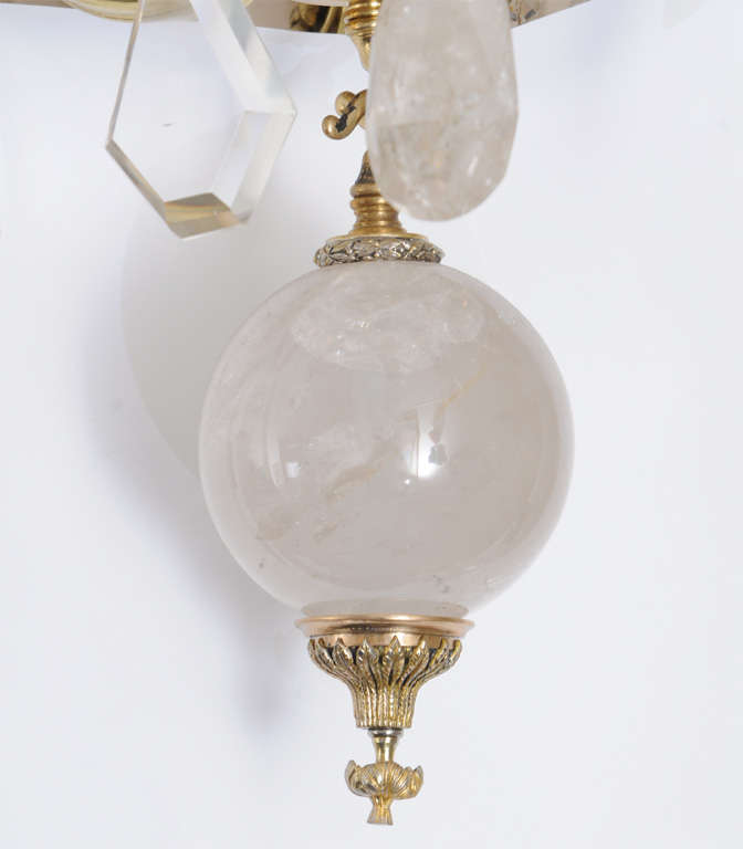 Regency French c.1900 Bronze and Oversized Quartz Crystal Chandelier For Sale