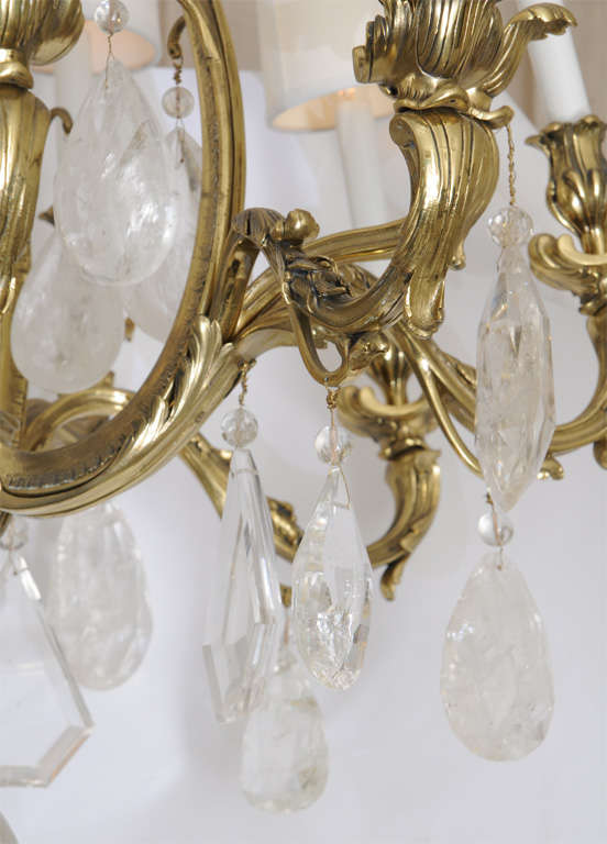 French c.1900 Bronze and Oversized Quartz Crystal Chandelier In Good Condition For Sale In East Hampton, NY