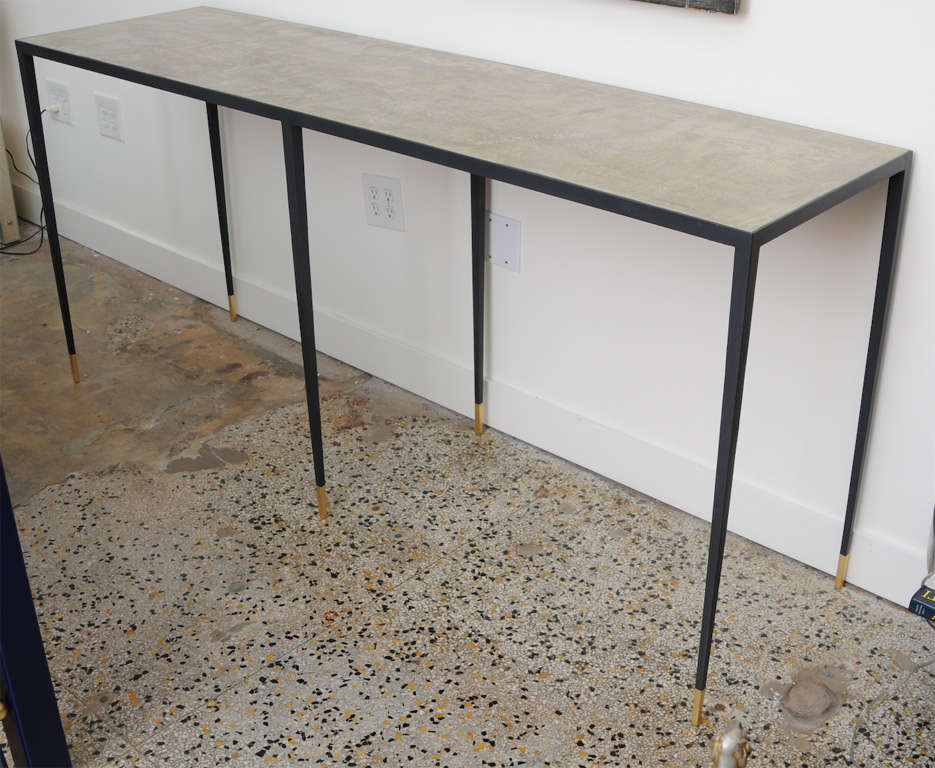 Unknown JMF Style Polished Concrete and Iron Console For Sale
