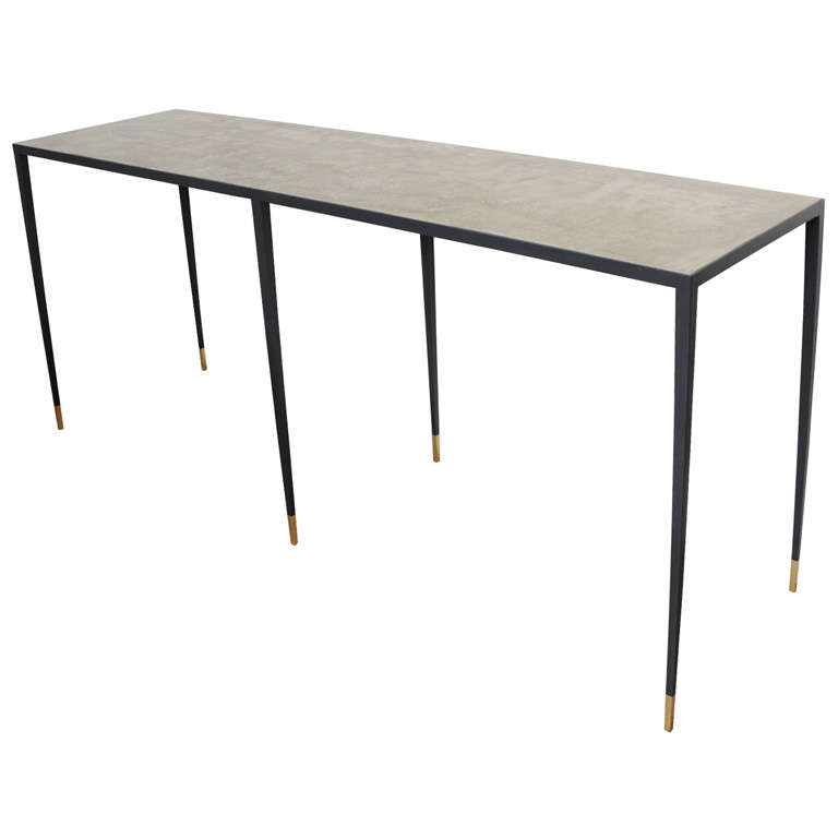 JMF Style Polished Concrete and Iron Console For Sale