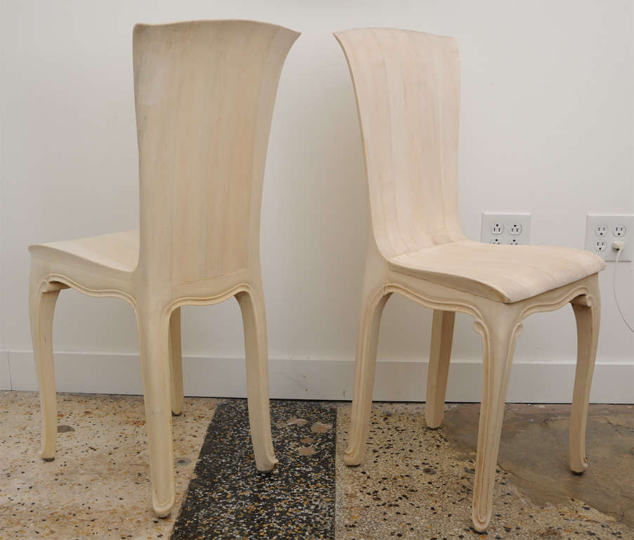 Mid-20th Century Exquisite Pair of Lime Wood Italian Side Chairs