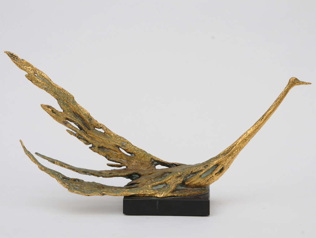 Brutalisme Sculpture d'oiseau original en bronze Peggy Reventlow en vente