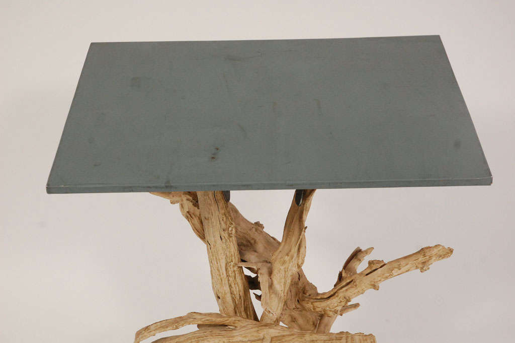 Mid-20th Century Metal Top Driftwood Side Table