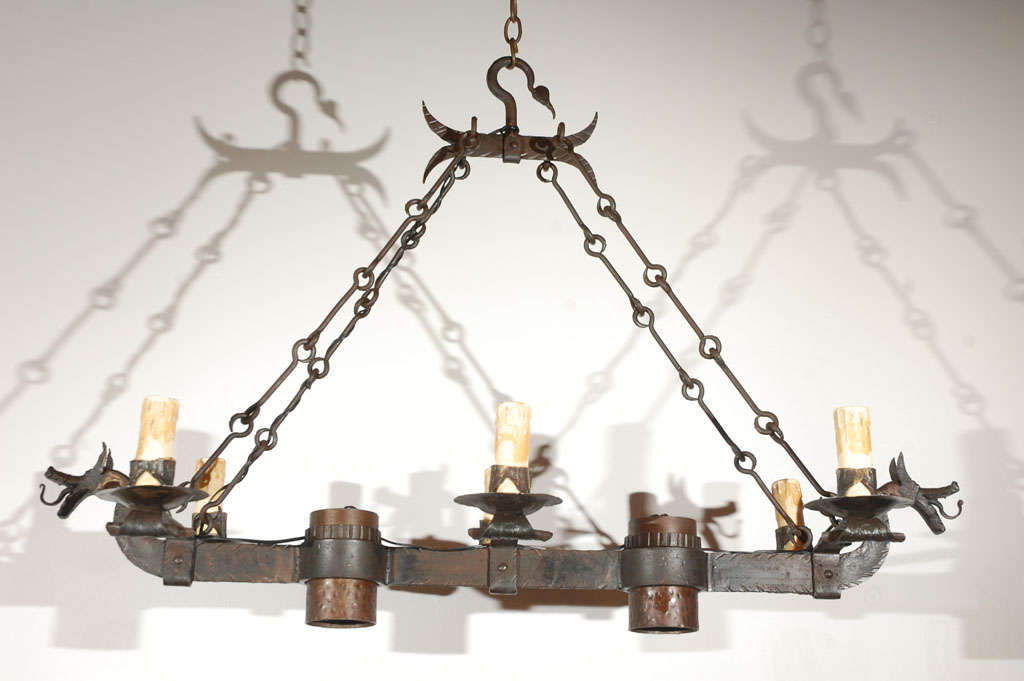 Wrought Iron Dragon Chandelier