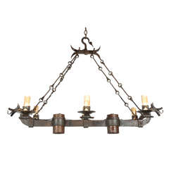 Wrought Iron Dragon Chandelier