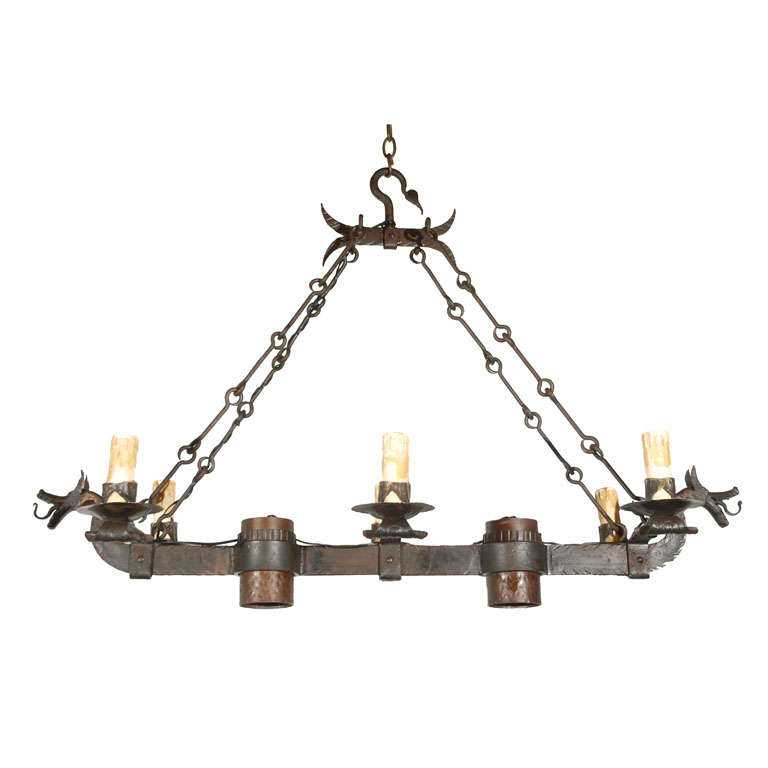 Wrought Iron Dragon Chandelier at 1stDibs