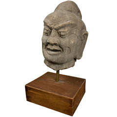 Antique Carved Sandstone Head, Ming  Dynasty