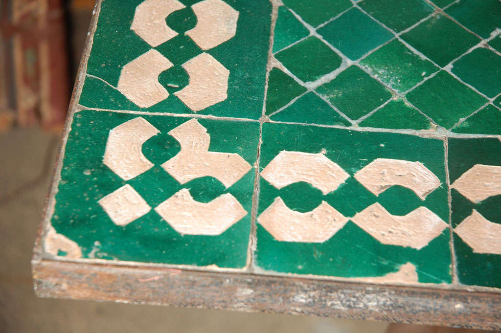 Moroccan Vintage Mosaic Green Tile Dining Table 1