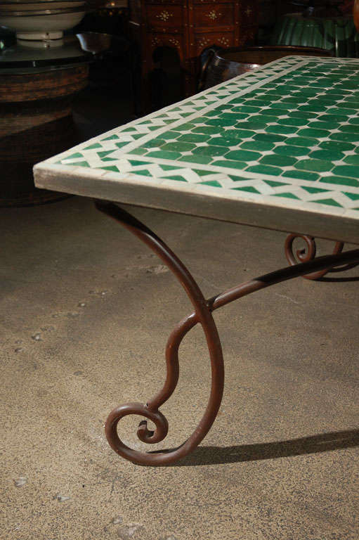 Moroccan Vintage Mosaic Green Tile Coffee Table 1