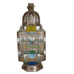 Moroccan Vintage Moorish Glass Lantern from Marrakech