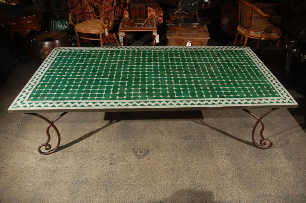 Moroccan Vintage Mosaic Green Tile Coffee Table at 1stDibs moroccan