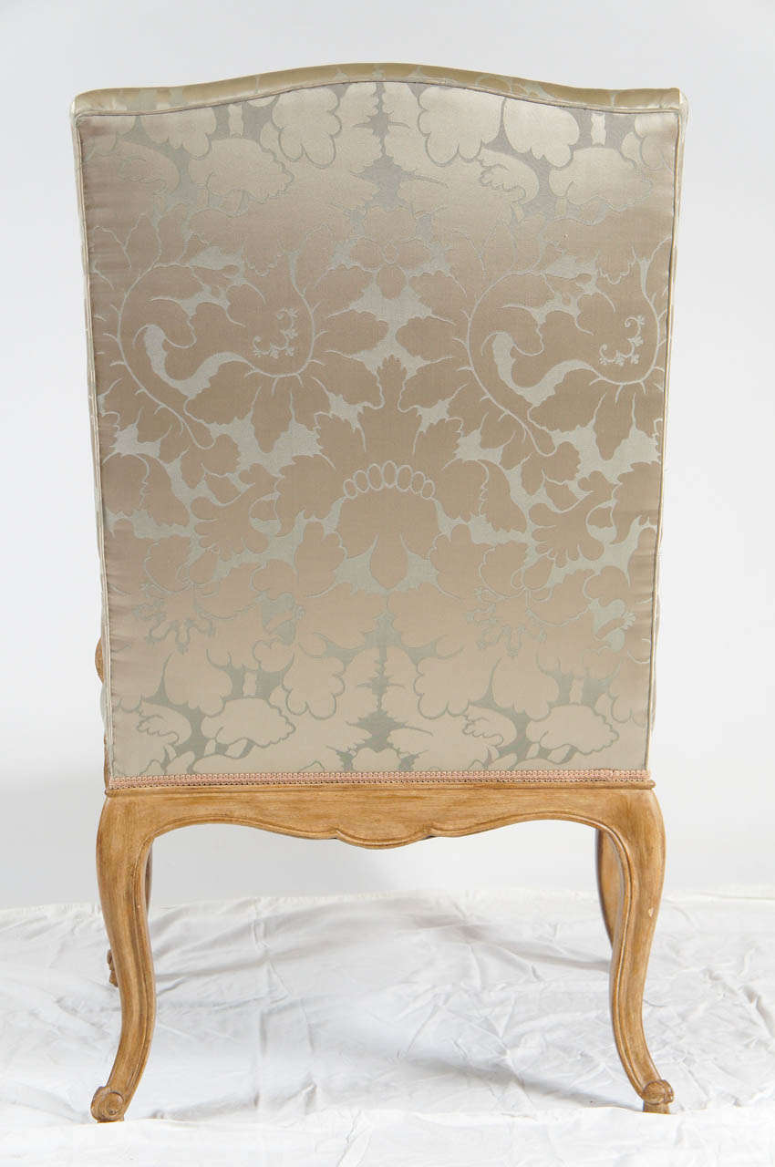 Louis XV Louis XIV Style Chair, Silk Damask Upholstery